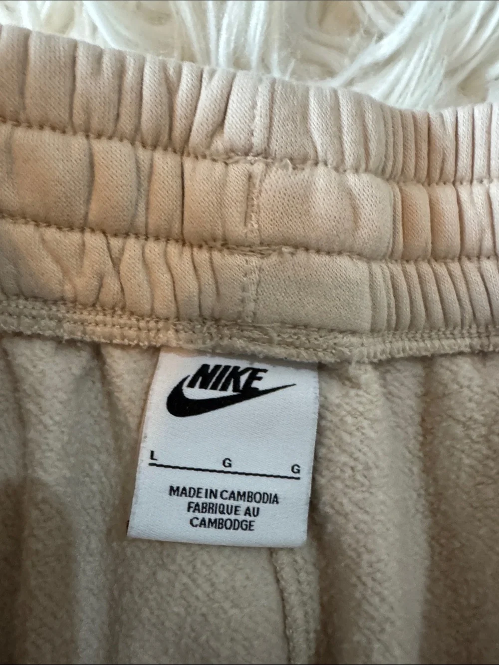 Nike Kids Cream Fleece Joggers with White Logo
